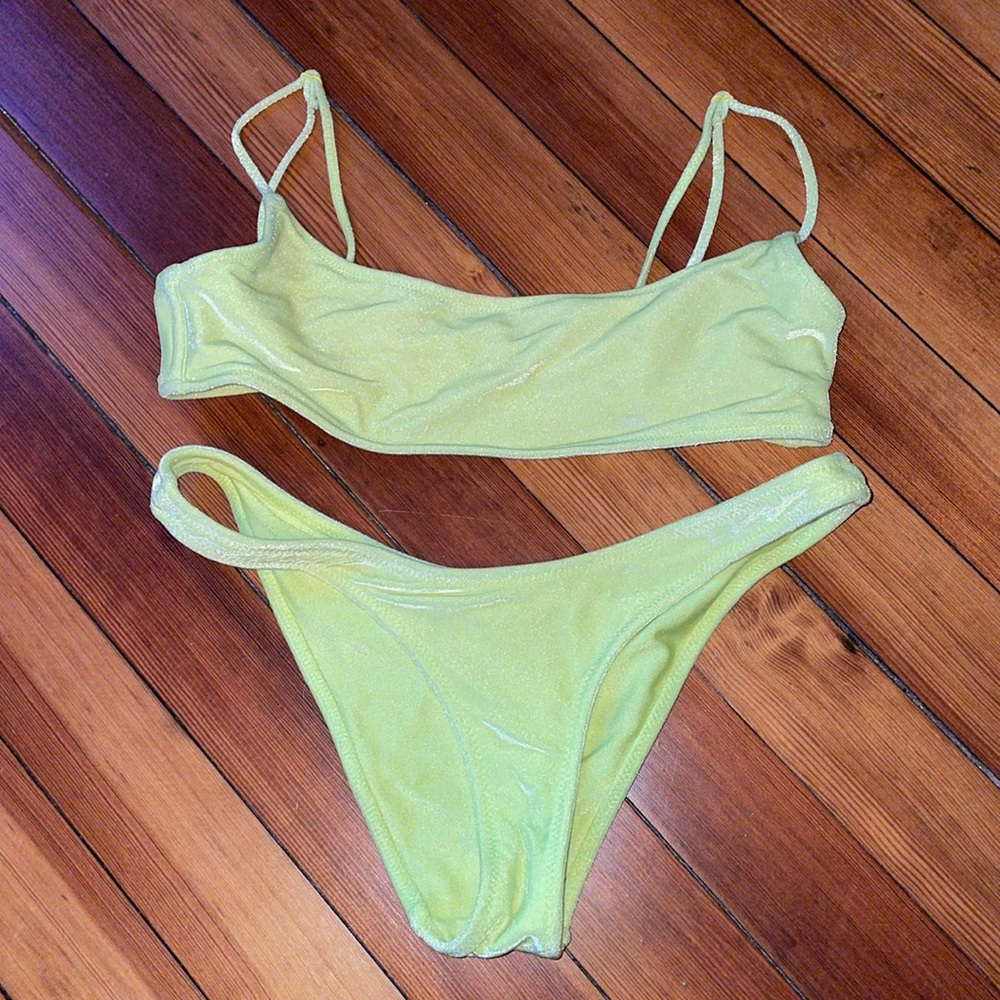 triangl velvet neon yellow bikini